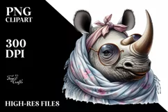 Funny Cute Rhino Portrait Sunglasses Clipart Product Image 1