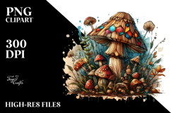 Glossy Wooden Mushroom Watercolor Splash PNG Product Image 2