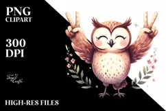 Whimsical Owl Victory Hands Clipart Product Image 1