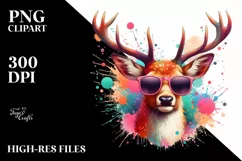 Colorful Deer Sunglasses Sticker | Clipart Product Image 1