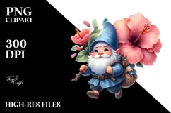 Floating Gnome with Large Hibiscus, Vibrant PNG Product Image 2