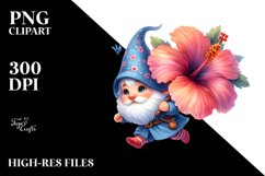 Floating Gnome with Large Hibiscus, Vibrant PNG Product Image 2