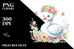 Pastel Swan Flower Crown Clipart Product Image 2