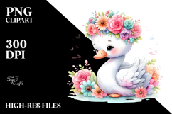 Pastel Swan with Flower Crown Clipart Product Image 2
