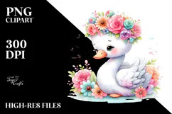 Pastel Swan with Flower Crown Clipart Product Image 2