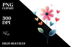 Colorful Flower with Hearts PNG Product Image 2