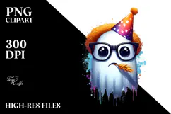 Funny Goofy Ghost with Party Hat PNG Product Image 2