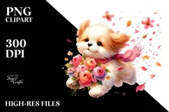 Cute Dog Tumbling with Petals | Sublimation | Clipart Product Image 3