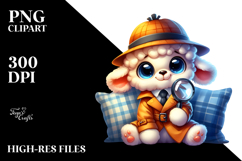 Goofy Vibrant Watercolor Baby Lamb PNG Product Image 2