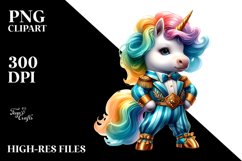 Colorful Baby Unicorn in Balboa Dancer&#039;s Attire PNG Product Image 1