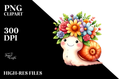 Cartoon Snail Flower Crown Clipart Product Image 2