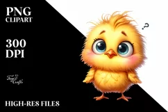 Funny Baby Chick Standing | Watercolor Clipart Product Image 3