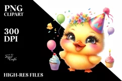 Colorful Baby Duck with Party Hat | Sublimation | Clipart Product Image 3