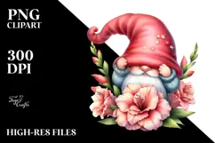Gnome with Large Gladiolus, Vibrant PNG Product Image 2