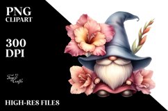 Gnome with Large Gladiolus, Vibrant PNG Product Image 2