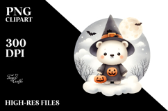 Retro Baby Polar Bear on Cloud PNG Product Image 2