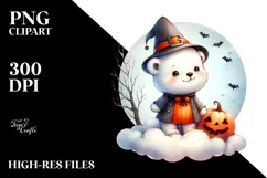 Retro Baby Polar Bear on Cloud PNG Product Image 2