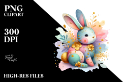 Colorful Bunny with Golden Details, PNG Product Image 2