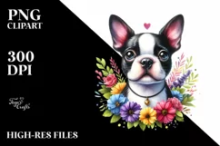 Cute Colorful Boston Terrier | Sublimation | Clipart Product Image 1
