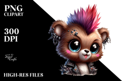 Punk Bear Watercolor PNG Product Image 2