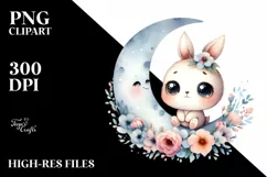 Cute Smiling Moon Flowers | Sublimation Clipart Product Image 1