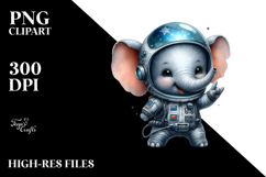 Rocker Baby Elephant with Astronaut Helmet PNG Product Image 2