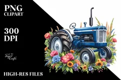 Watercolor Tractor with USA Flag and Baby Bunny | Product Image 3