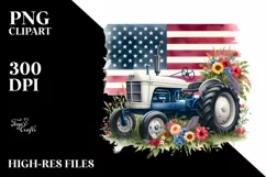 Watercolor Tractor with USA Flag | Sublimation Clipart Product Image 3