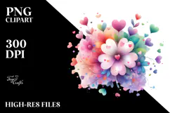 Pastel Flower with Heart Petals, High-Quality PNG Product Image 2