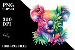 Koala with Plant Leaves PNG Product Image 3