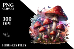 Detailed Shiny Colorful Mushroom Watercolor PNG Product Image 2