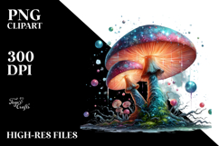 Detailed Shiny Colorful Mushroom Watercolor PNG Product Image 2
