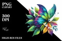Butterfly with Plant Leaves PNG Product Image 3