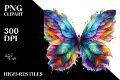 Butterfly with Plant Leaves PNG Product Image 3