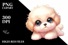 Watercolor Baby Bichpoo Clipart Product Image 1