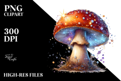 Detailed Shiny Colorful Mushroom Watercolor PNG Product Image 2
