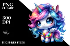 Cute Unicorn with Big Eyes, PNG Product Image 2
