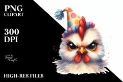 Funny Chicken Portrait Party Hat Clipart Product Image 3