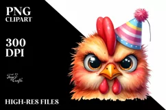 Funny Chicken Portrait Party Hat Clipart Product Image 1