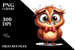 Funny Owl Standing Big Eyes Clipart Product Image 2
