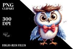 Funny Owl Standing Big Eyes Clipart Product Image 2