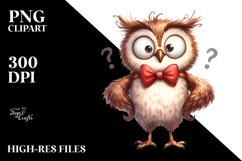 Funny Owl Standing Big Eyes Clipart Product Image 3