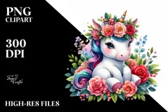 Sitting Baby Unicorn PNG Product Image 1