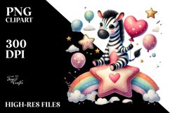 Colorful Zebra Holding a Heart PNG Product Image 2