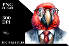 Vibrant Parrot Portrait Suit Retro Clipart Product Image 3