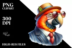 Vibrant Parrot Portrait Suit Retro Clipart Product Image 3