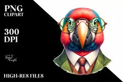 Vibrant Parrot in Retro es | Watercolor Clipart Product Image 1