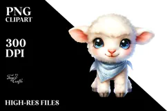 Cute Baby Lamb Watercolor PNG Product Image 2