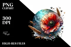 Wooden Stained Poppy | Sublimation | Clipart Product Image 3
