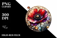 Colorful Stained Flower Poppy | Sublimation | Clipart Product Image 1